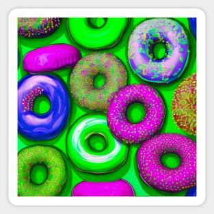 Colorful Donuts Green Sticker